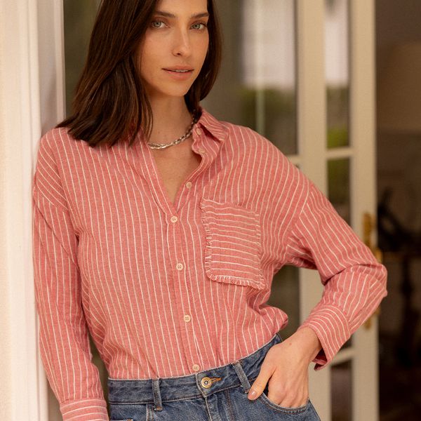 Camisa Cecilia - Listrada Vermelha
