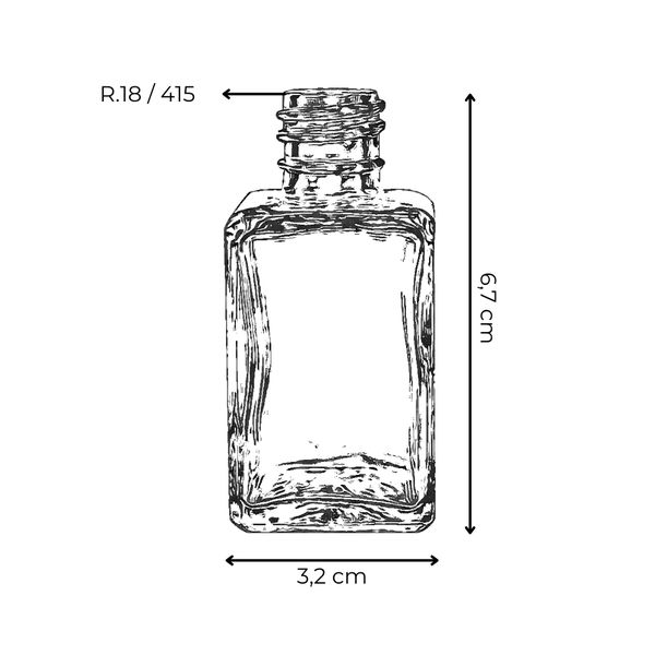 VIDRO QUADRADO 30ML R.18/415 TRANSPARENTE