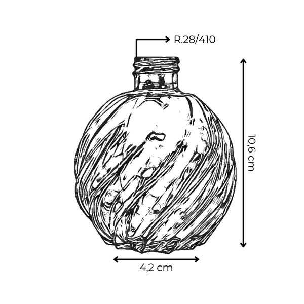 VIDRO BOLA ESPIRAL TRANSPARENTE 250ML R 28/410