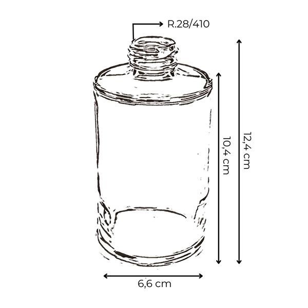 VIDRO CILINDRICO 250ML R.28/410 TRANSP - 991 BL