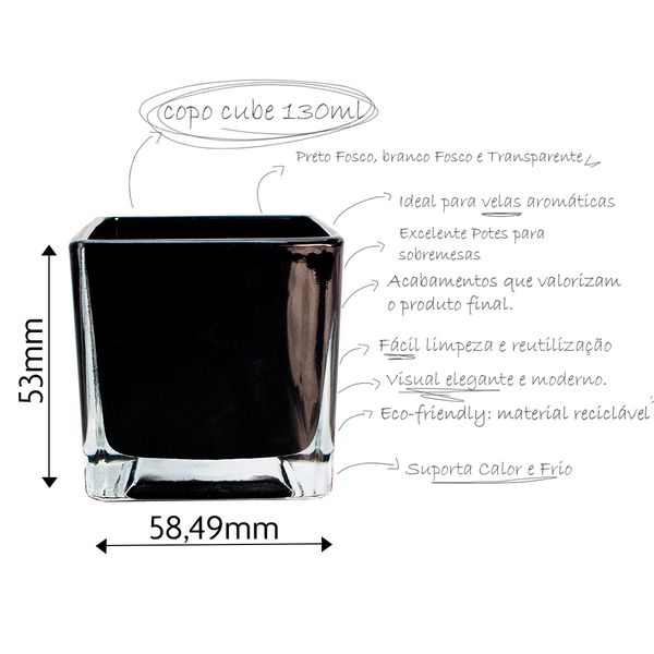 COPO DE VELA CUBE 130ML TRANSP MTZ-2123