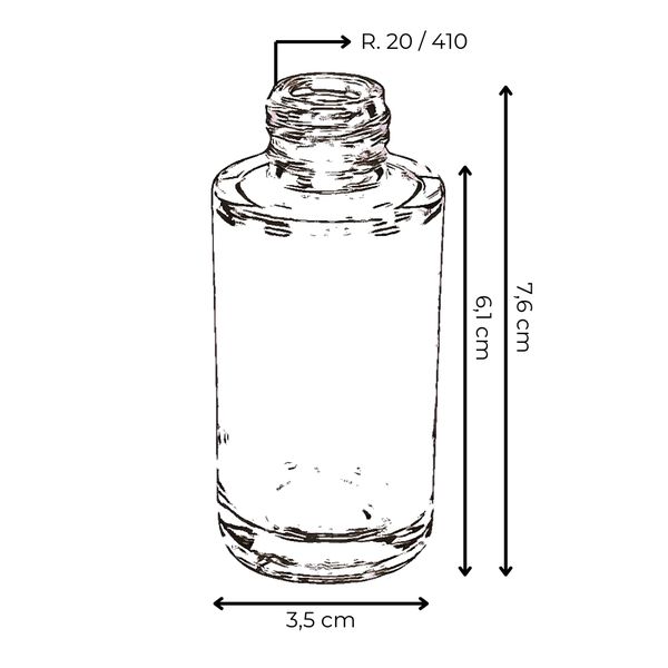VIDRO CILINDRICO 30ML R.20/410 TRANSPARENTE
