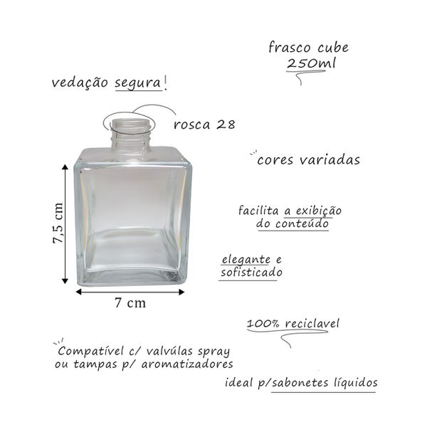 VIDRO CUBE 250ML R.28/410 TRANSPARENTE