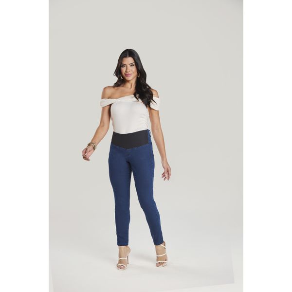 Calça Para Gestante Jeans Escura Com Elástico Gráv... - Aymêe