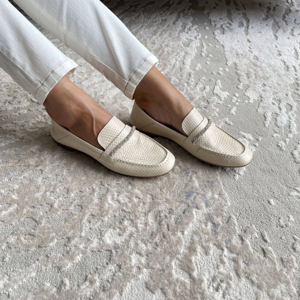 Mocassim Cristal Feminino Comfort em Couro Off White
