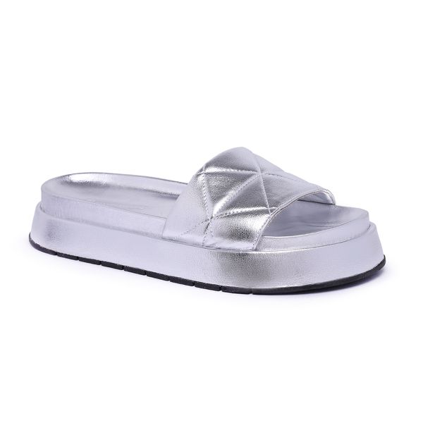 Sandália Flatform Puffy Angelina Maxtherapy Prata
