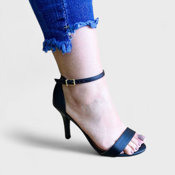 Calcanhar Fechado Sandalia Preta Simples VIZZANO, SANDALIA, SALTO