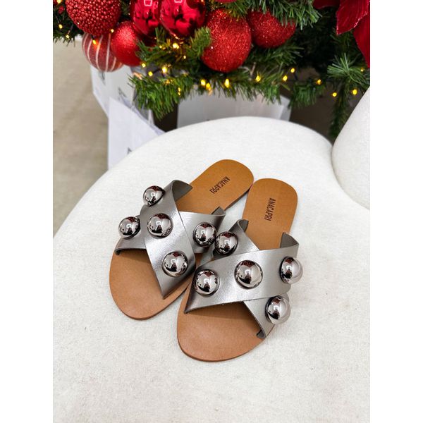 Rasteirinha Lola CHUMBO METALIZADO