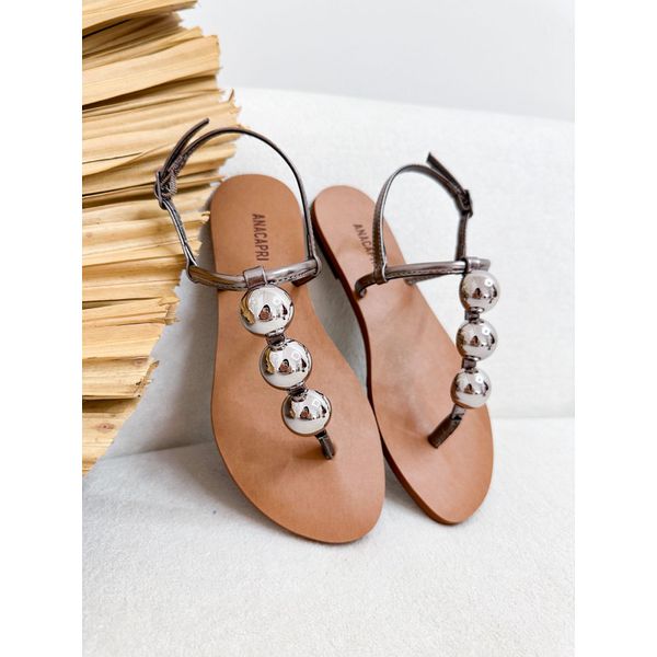 Rasteirinha Iris CHUMBO METALIZADO