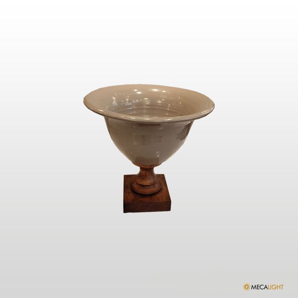 VASO CERAMICA COM MADEIRA 