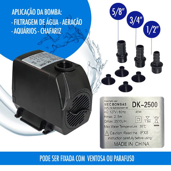 Bombinha Bomba Fonte Aquário Eletrobomba Submersível 2500l/h