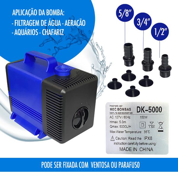 Bombinha Bomba Fonte Aquário Eletrobomba Submersível 5000l/h