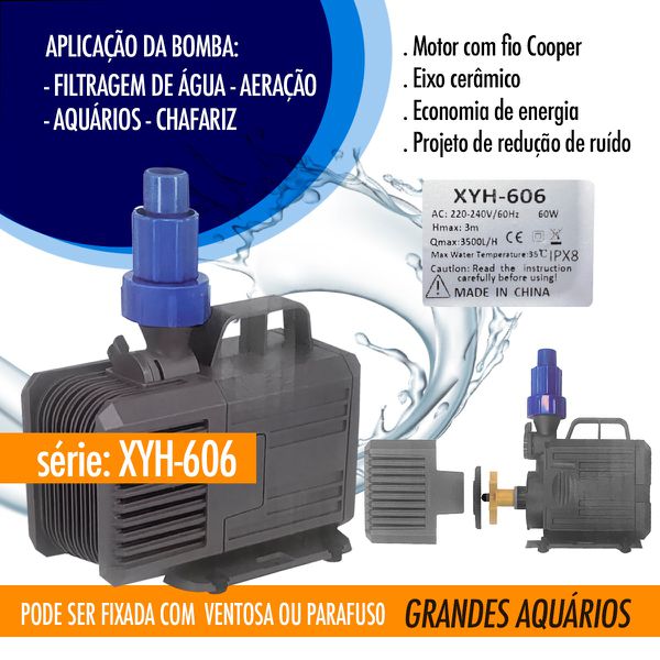 Bomba Fonte Aquário Eletrobomba Submersível 3500l/h Xyh-606