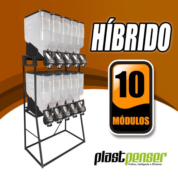 Dispenser Híbrido PlastPenser Cereais 10 Módulos 55L