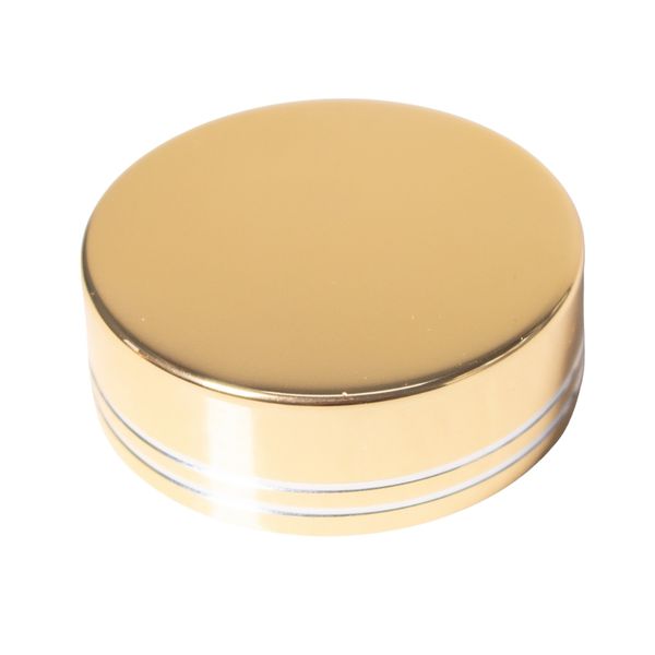 TAMPA ALUMINIO P/ POTE CILIND. RETO 35MM DOURADA DUPLO FRISO 