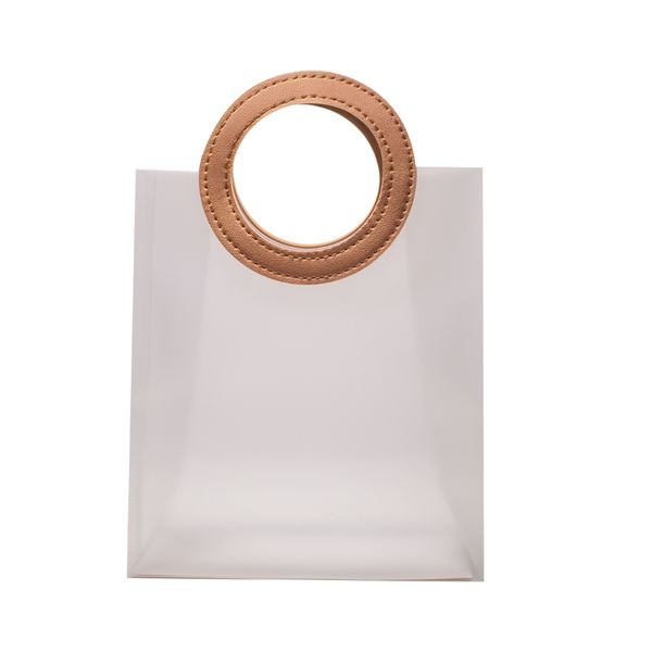 SACOLA PVC COM ALÇA REDONDA DE COURINO MARROM - G 27X23X12 CM