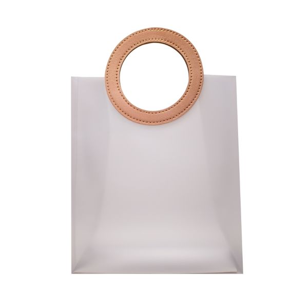 SACOLA PVC COM ALÇA REDONDA DE COURINO MARROM - P 18X16X8 CM