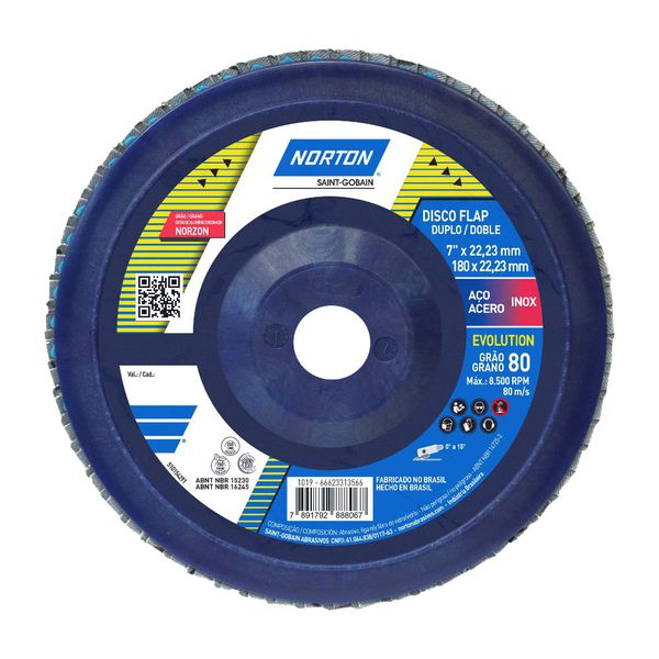 DISCO FLAP R822 EVOLUTION 7" - 180 X 22MM GR-80 (66623313566) NORTON