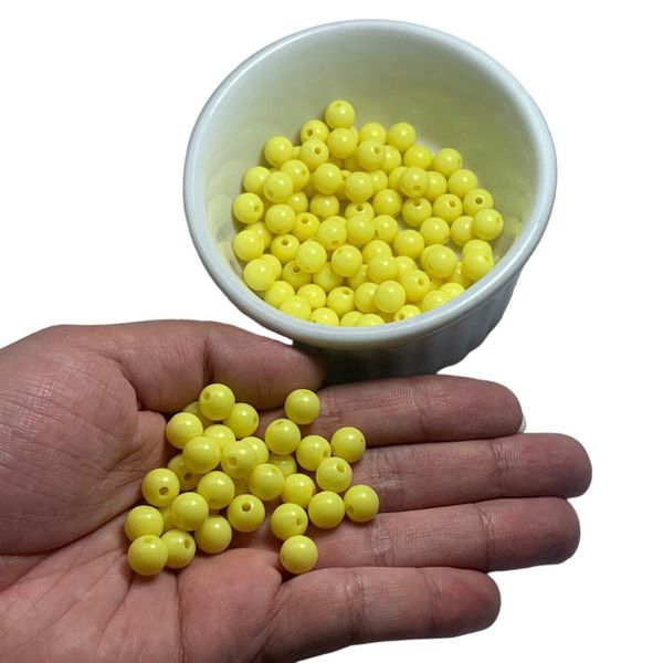 Miçanga Bolinha Leitosa Amarelo Abs 8mm 30g - 120 Unidades