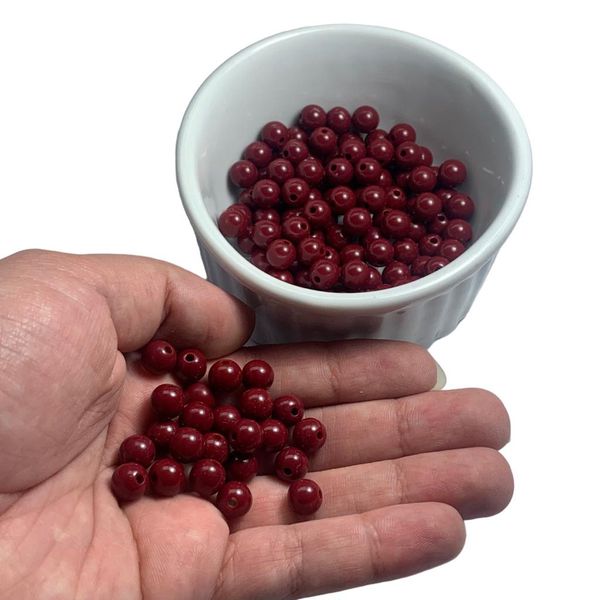 Miçanga Bolinha Leitosa Vinho Abs 8mm 30g - 120 Unidades 