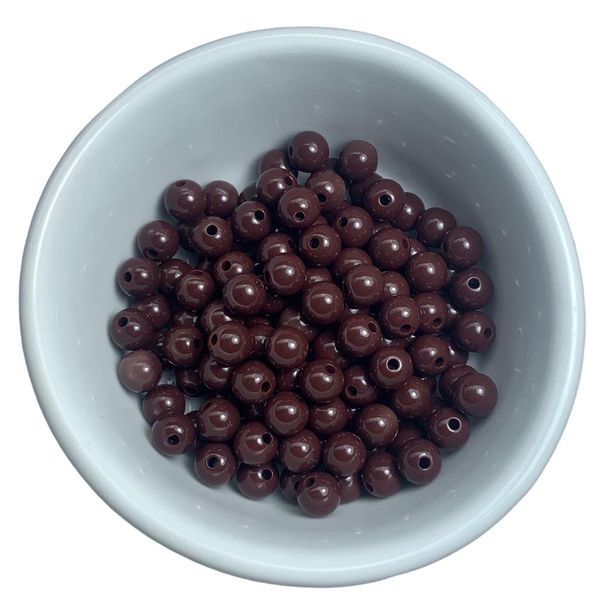 Miçanga Bolinha Leitosa Marrom Abs 8mm 30g - 120 Unidades