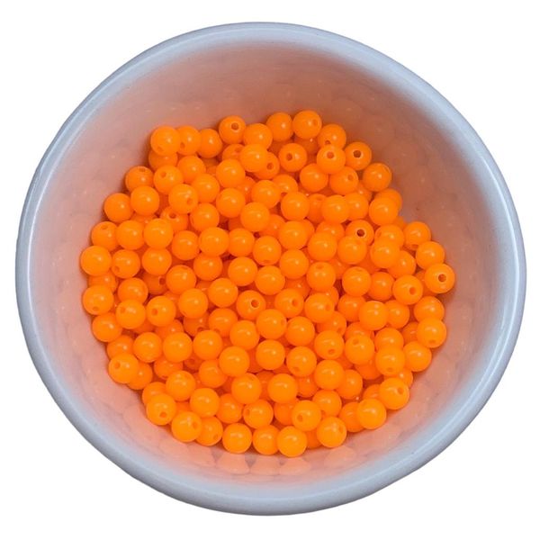 Miçanga Bolinha Leitosa Laranja Fluorescente Abs 6mm 30g - 285 Unidades