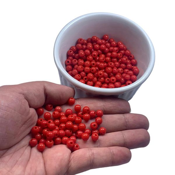 Miçanga Bolinha Leitosa Vermelho Abs 6mm 30g - 285 Unidades