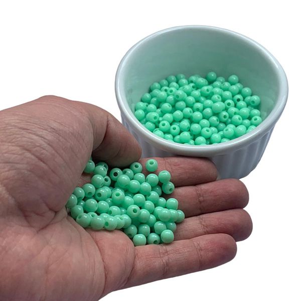 Miçanga Bolinha Leitosa Verde BB Abs 6mm 30g - 285 Unidades