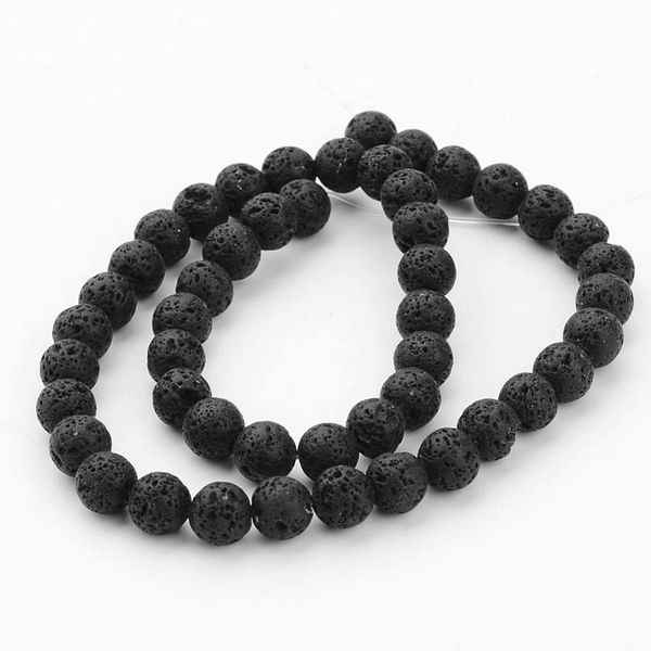 Fio de Pedra Natural Lava Vulcânica 6mm com aprox. 62 pedras.