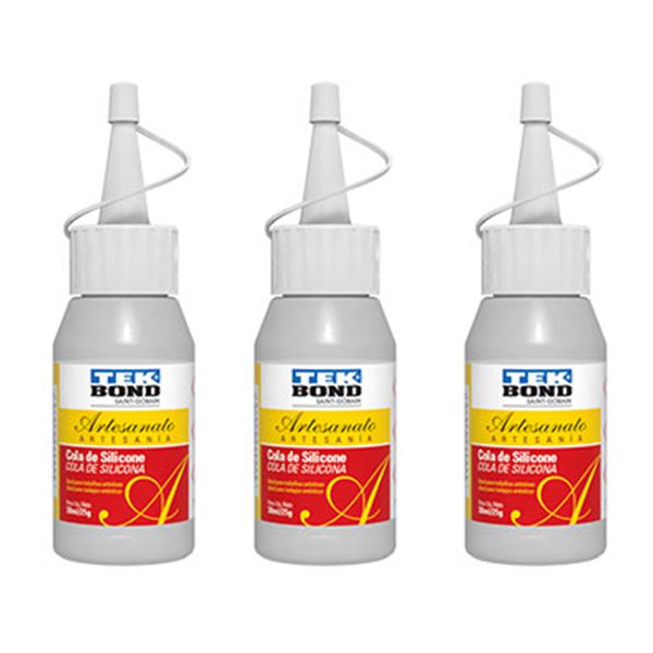 Kit 3 Cola De Silicone Tekbond Transparente Artesanato 100ml