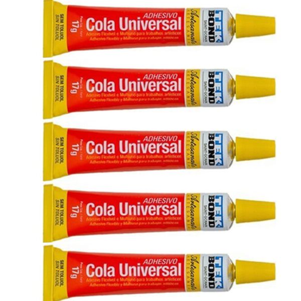 Kit 5 Cola Adesivo Universal Tek Bond 17g Multiuso Flexível