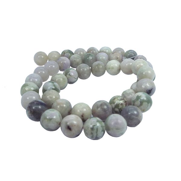 Fio de Pedra Natural Jaspe Kiwi Mesclado 8mm com aprox. 47 pedras. 