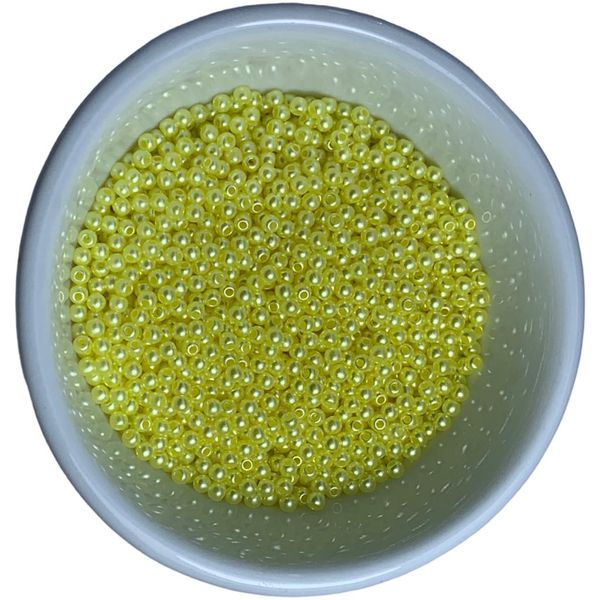 Perolas Pequenas Abs Com Furo 3mm Amarelo Artesanato 20 Gramas
