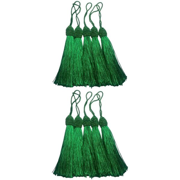Kit 10 Pingente Tassel 9cm Verde Bandeira Com Detalhe em Dourado