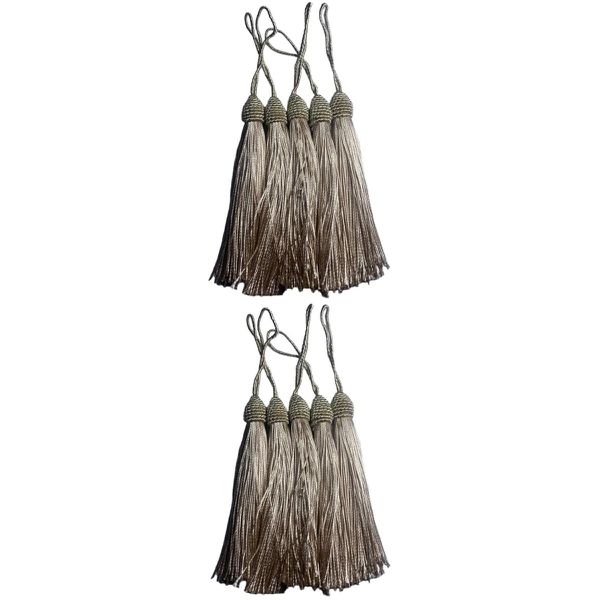Kit 10 Pingente Tassel 9cm Caqui Com Detalhe em Dourado