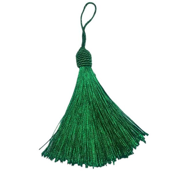 Pingente Tassel 9cm Verde Bandeira Com Detalhe em Dourado 