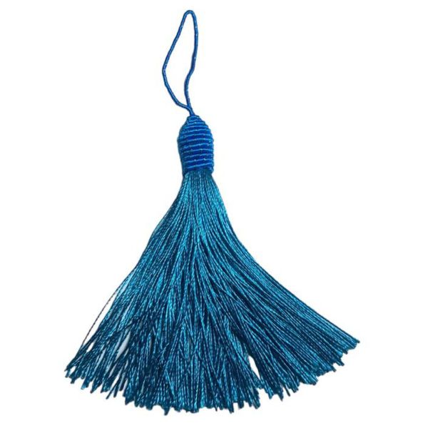 Pingente Tassel 9cm Azul Turquesa Com Detalhe em Dourado 