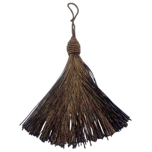 Pingente Tassel 9cm Marrom Com Detalhe em Dourado 