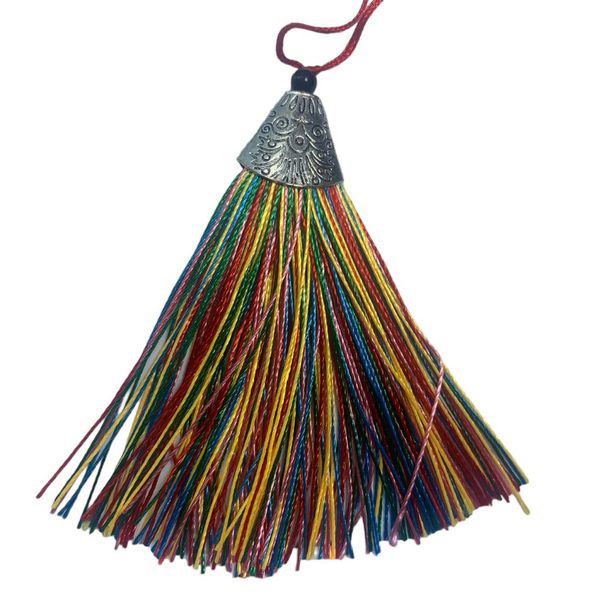 Pingente Tassel 9cm Colorido C/ Detalhe Metal Níquel Artesanato