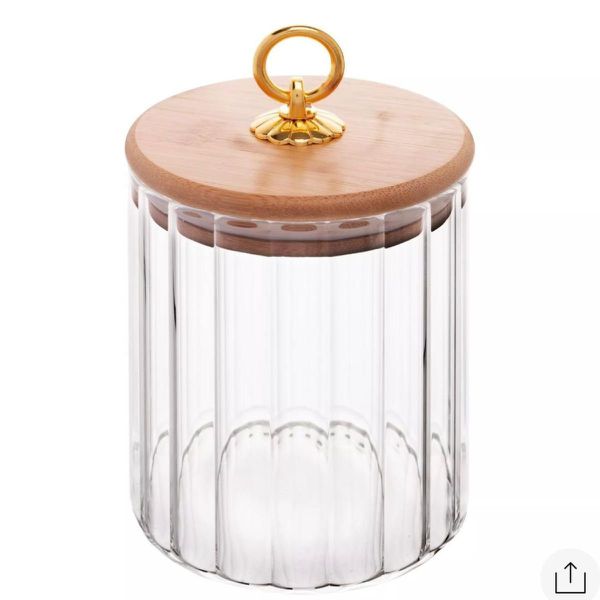 POTE DE VIDRO COM TAMPA DE BAMBU CLASSIC 