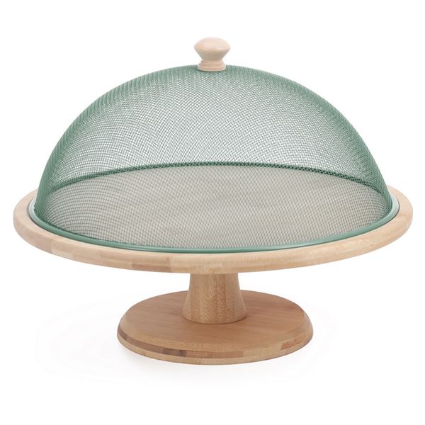 ￼Boleira de Bambu com Tela Protetora - Verde Menta...