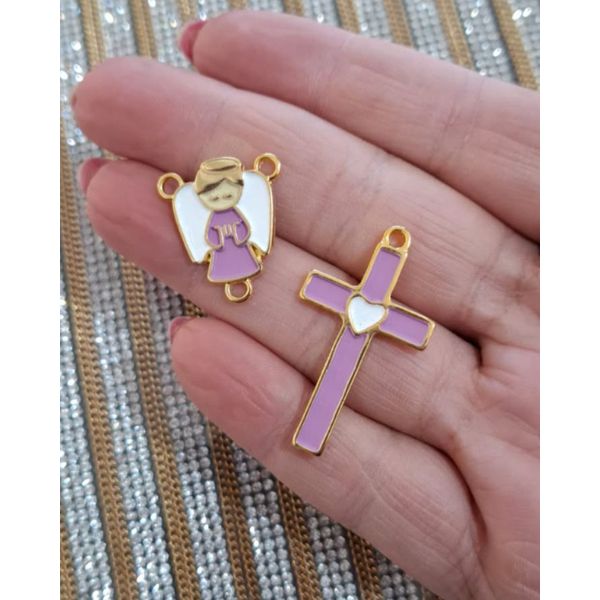 KIT ENTREMEIO E CRUZ INFANTIL OURO ML6075 .