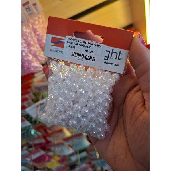 MIÇANGA LEITOSA IRISADA 8MM 50G 204 .