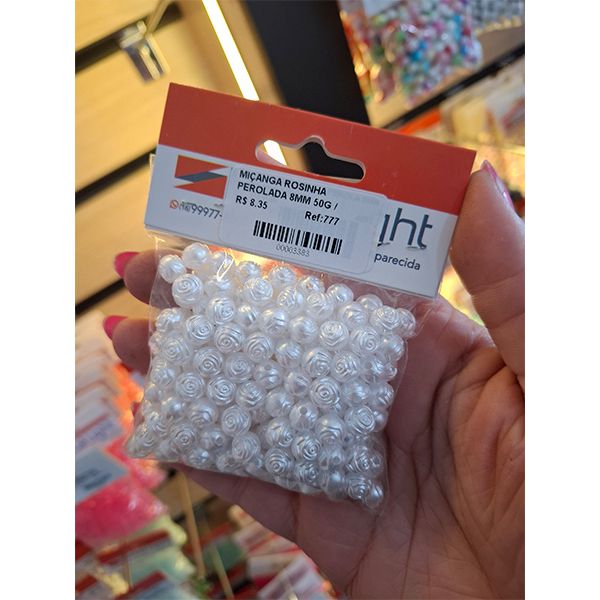 MIÇANGA ROSINHA PEROLADA 8MM 50G 777 .