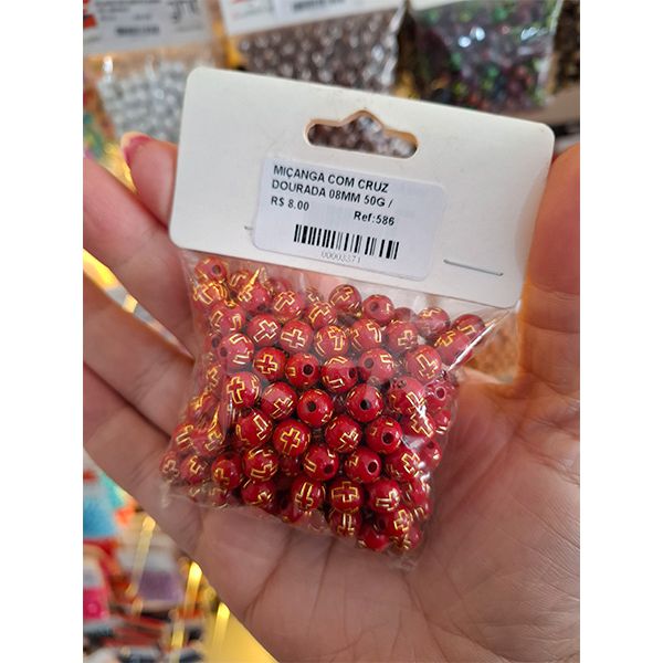 MIÇANGA COM CRUZ DOURADA 08MM 50G 586 .