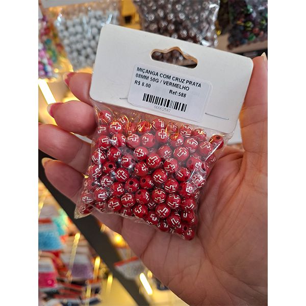 MIÇANGA COM CRUZ PRATA 08MM 50G 588 .