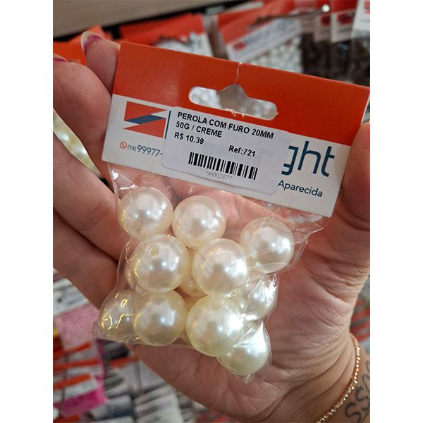 PEROLA COM FURO 20MM 50G 721 .