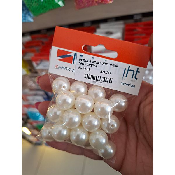PEROLA COM FURO 16MM 50G 719 .