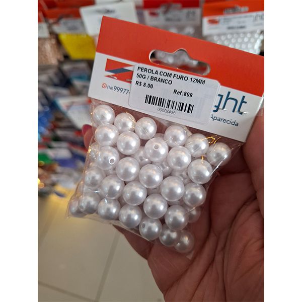 PEROLA COM FURO 12MM 50G 809 .
