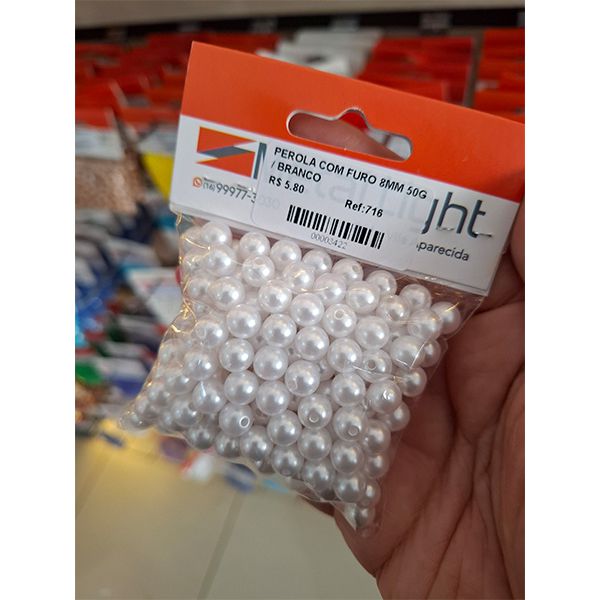 PEROLA COM FURO 8MM 50G 716 .